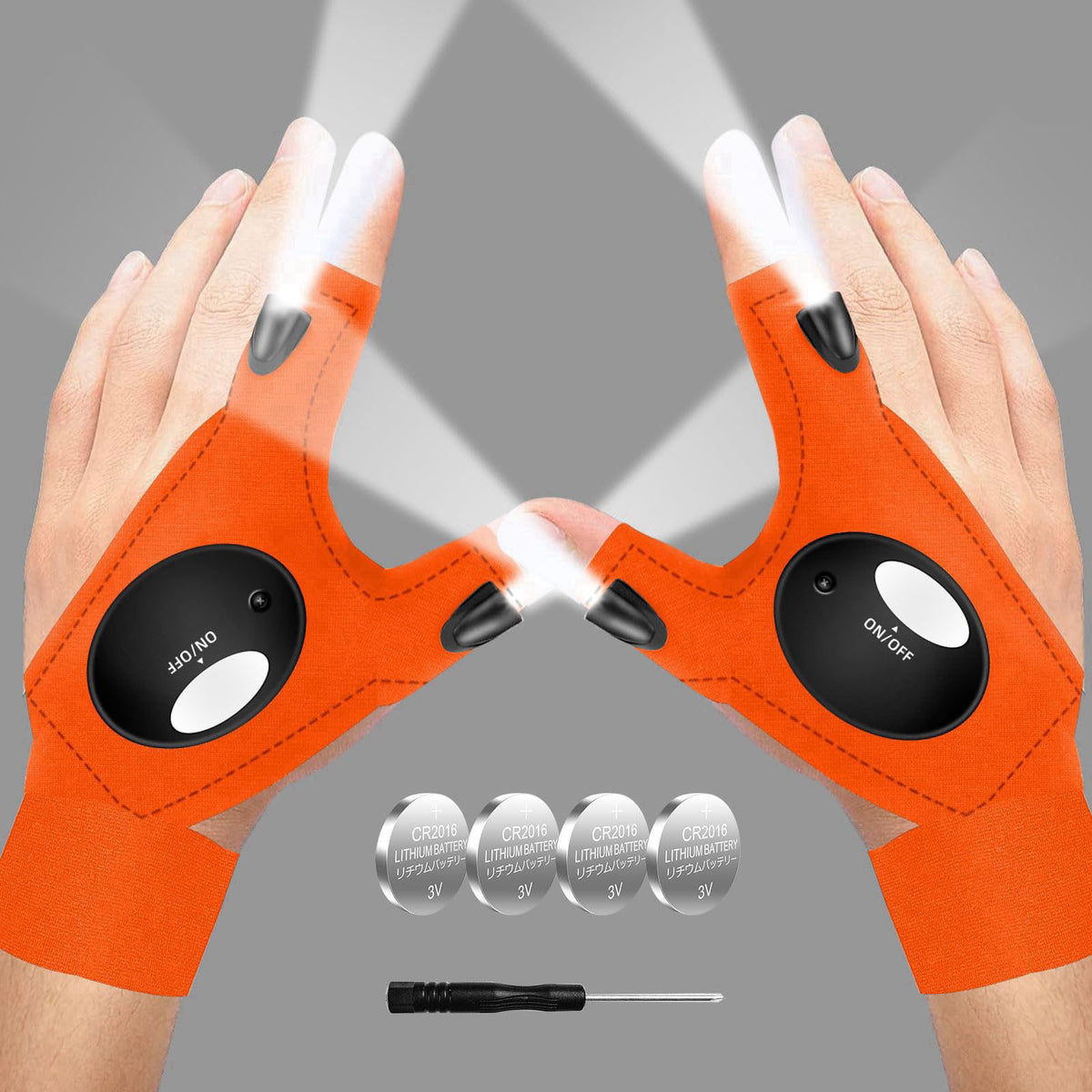 MOIPEJO LED Flashlight Gloves, Stocking Stuffers Gifts for Men Him-Orange – The adjustable strap can be stretched to fit