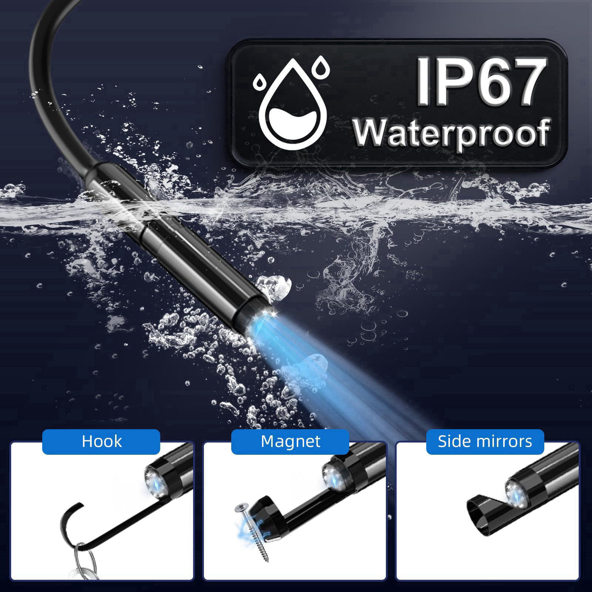 Lewiirobxx Phone Endoscope Camera with Light for iPhone and Android, 1920P Borescope – full view