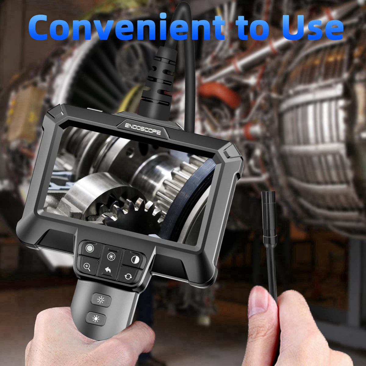 WINWEND Endoscope Camera with Light for Drain,Pipe,Plumbing Mechanic Tools – back view and specifications