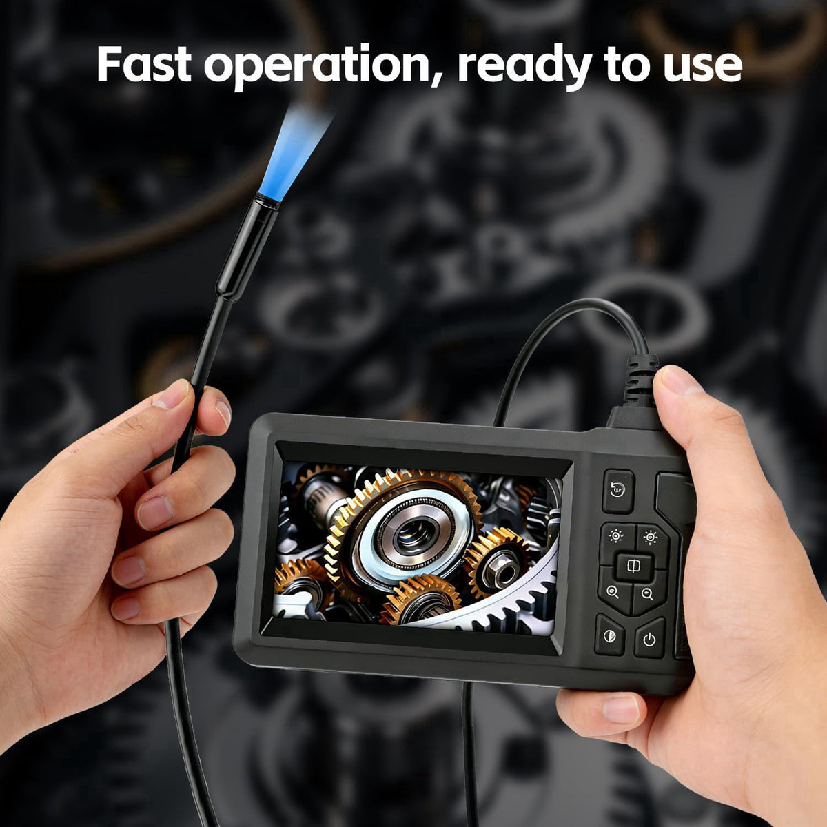 COOVIE Endoscope Camera with Light,Borescope Camera with 4.3" IPS Screen1080P HD with 8 LED Lights,16.4FT Semi-Rigid