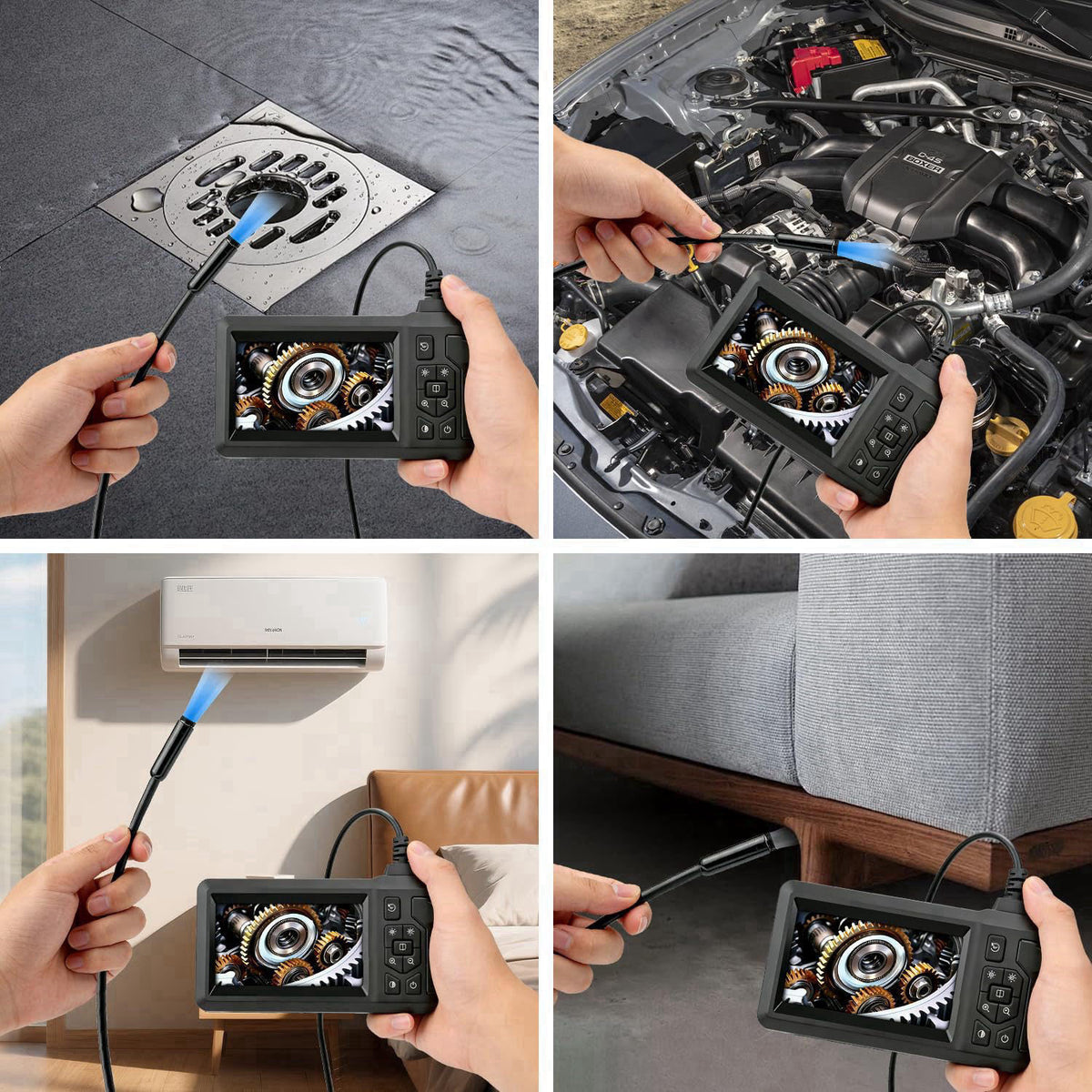 COOVIE Endoscope Camera with Light,Borescope Camera with 4.3" IPS Screen1080P HD with 8 LED Lights,16.4FT Semi-Rigid
