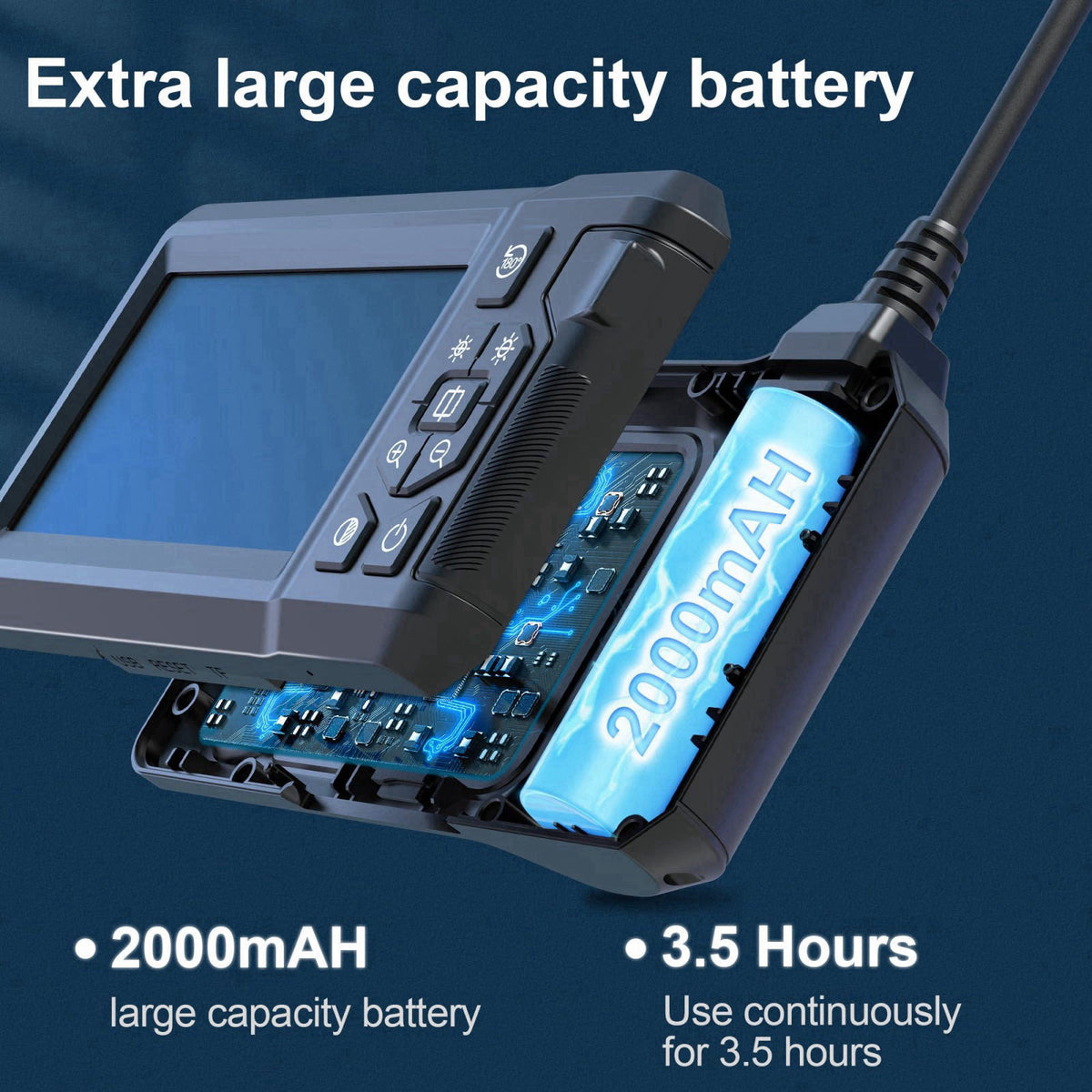 COOVIE Endoscope Camera with Light,Borescope Camera with 4.3" IPS Screen1080P HD with 8 LED Lights,16.4FT Semi-Rigid