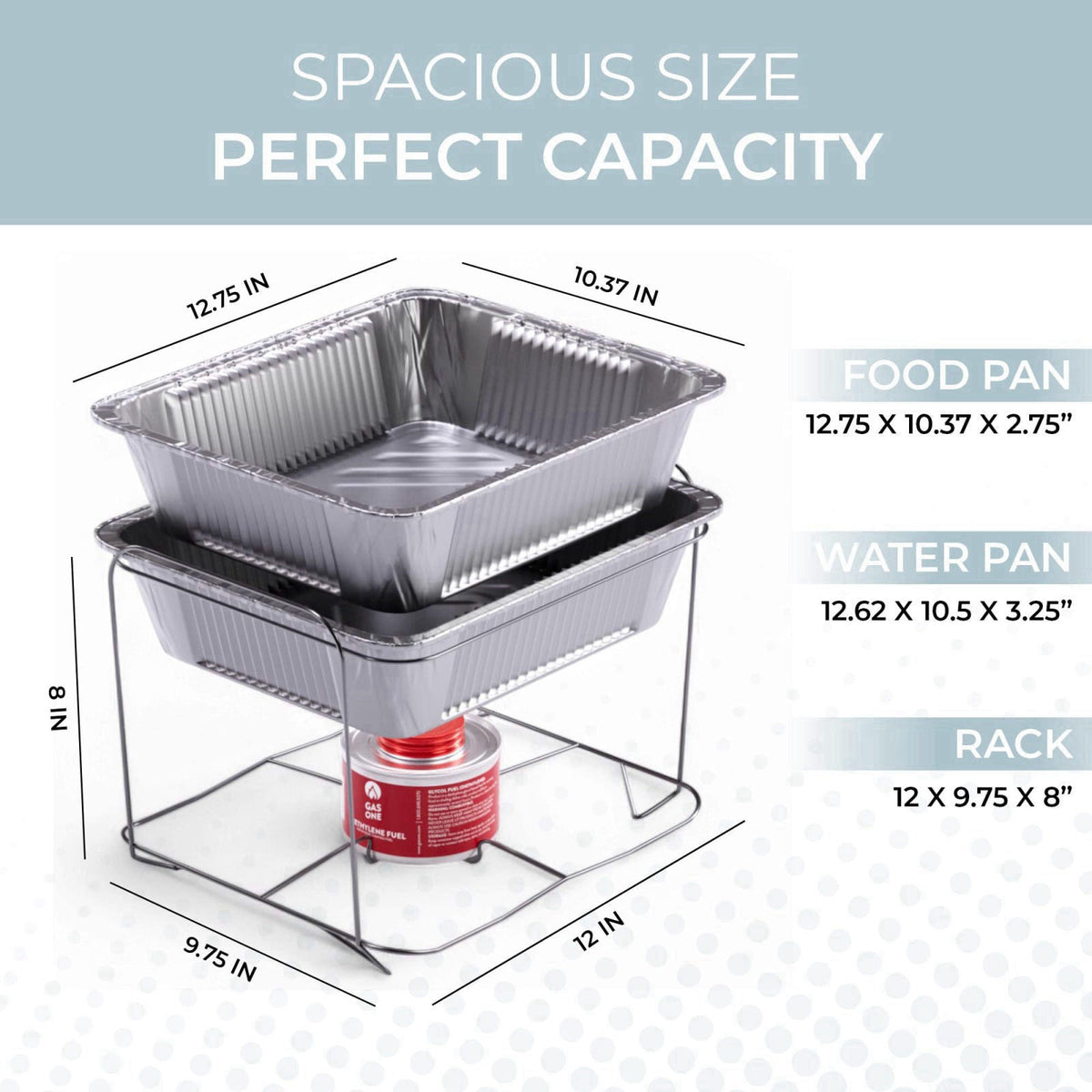 Alpha Living 6 Pack - Disposable Chafing Dish Buffet Set, Half Size Pans, Welded Body Food Warmers for Parties, Fuel Can