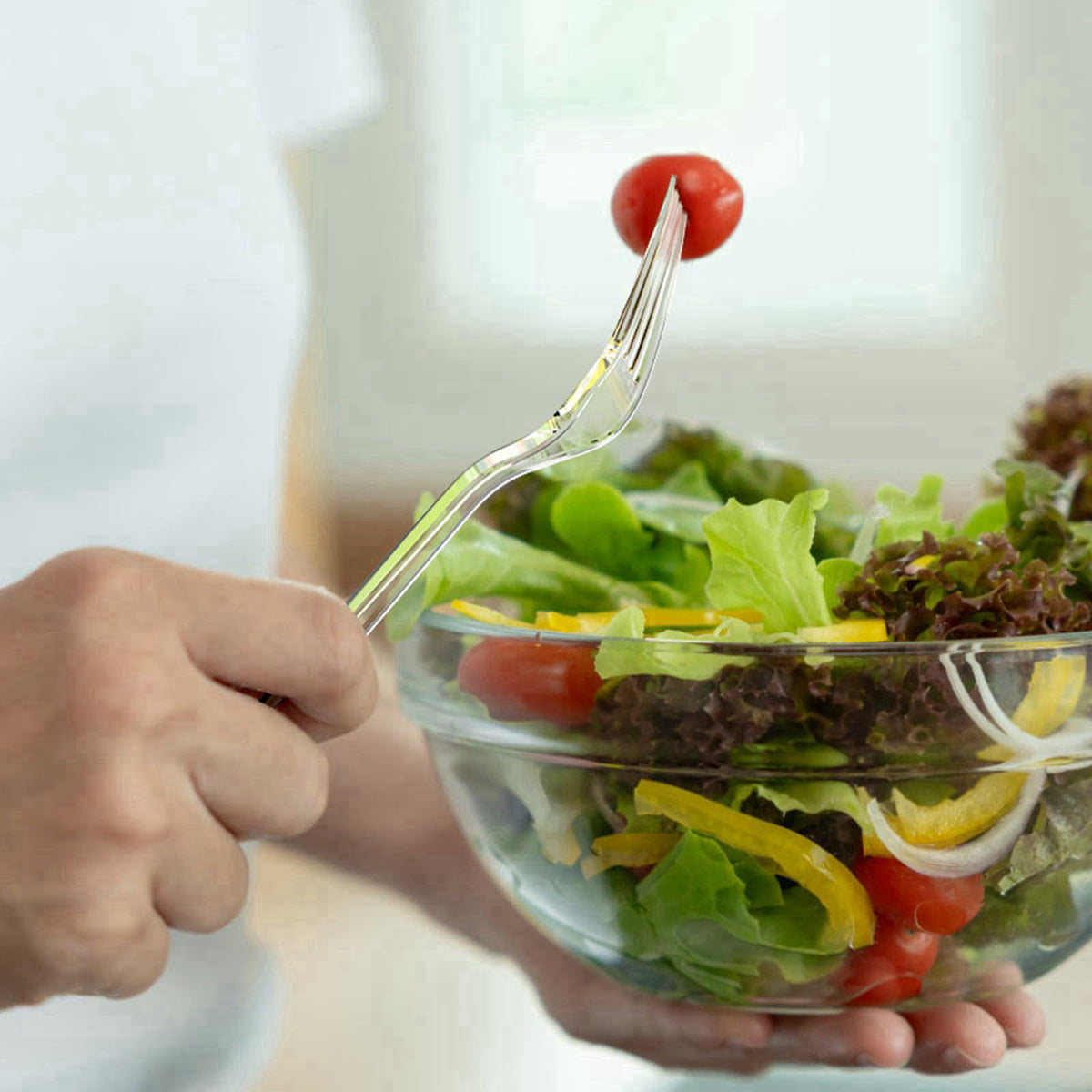 Dealusy 360 Count Extra Heavy Duty Clear Plastic Forks Disposable – alternate angle