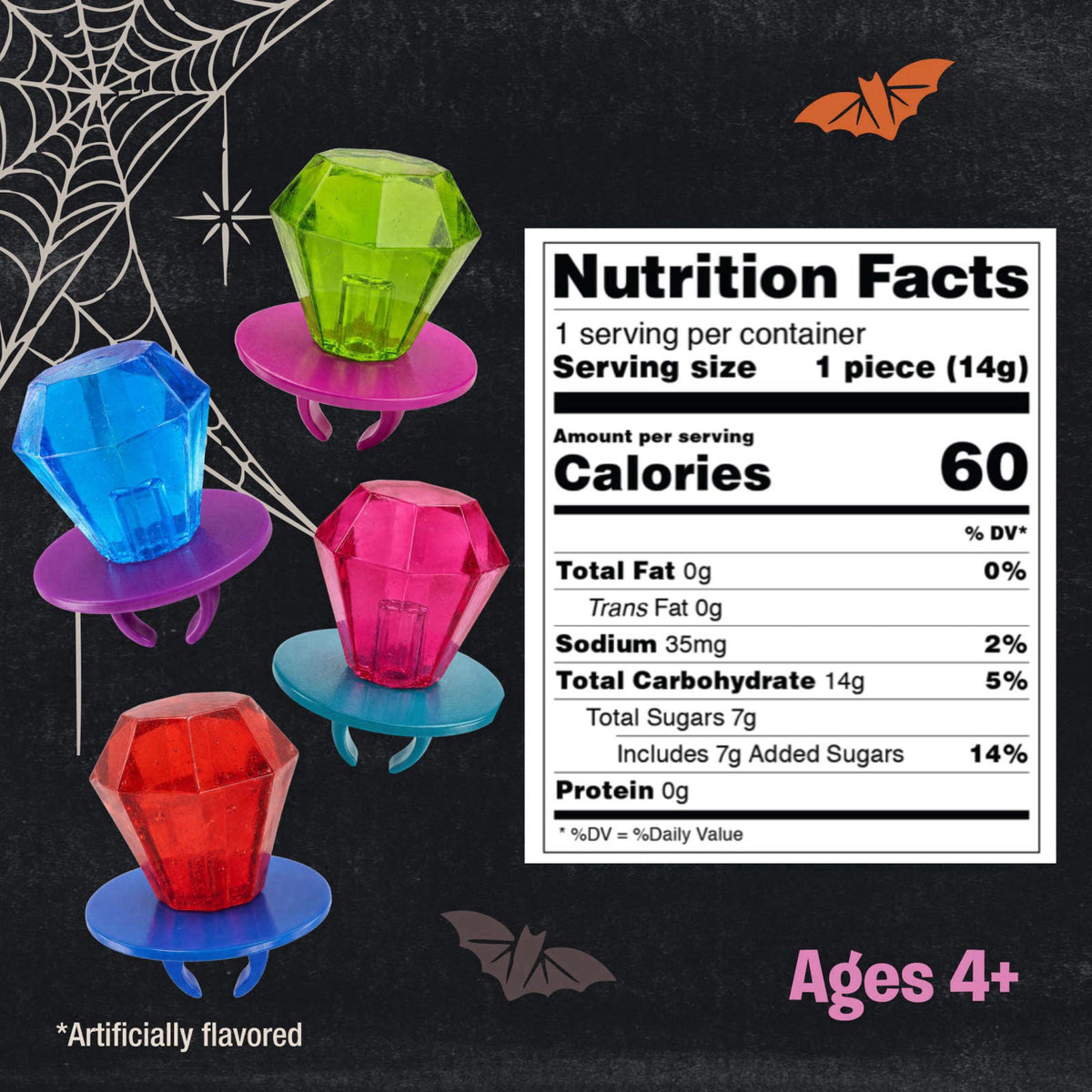 Ring Pop Halloween Candy Lollipops, 50 Count, Bulk Assorted Party Favors – close-up detail