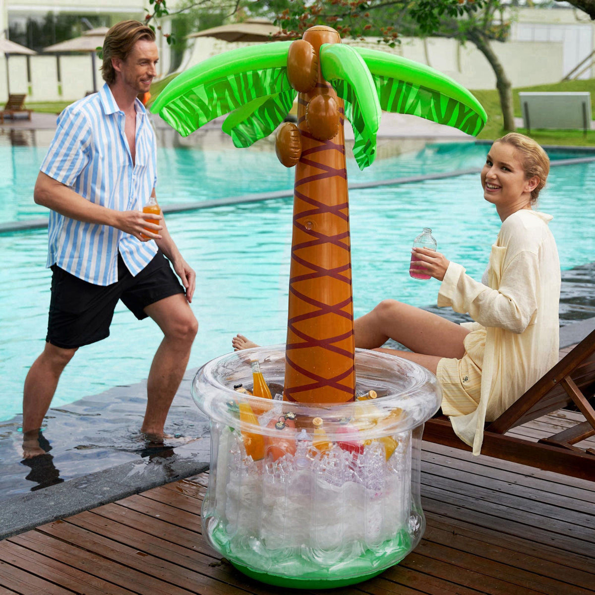 JOYIN 60" Inflatable Palm Tree Cooler, Beach Theme Decor, Pool Party Decorations, Luau Hawaiian Birthday Party Suppl