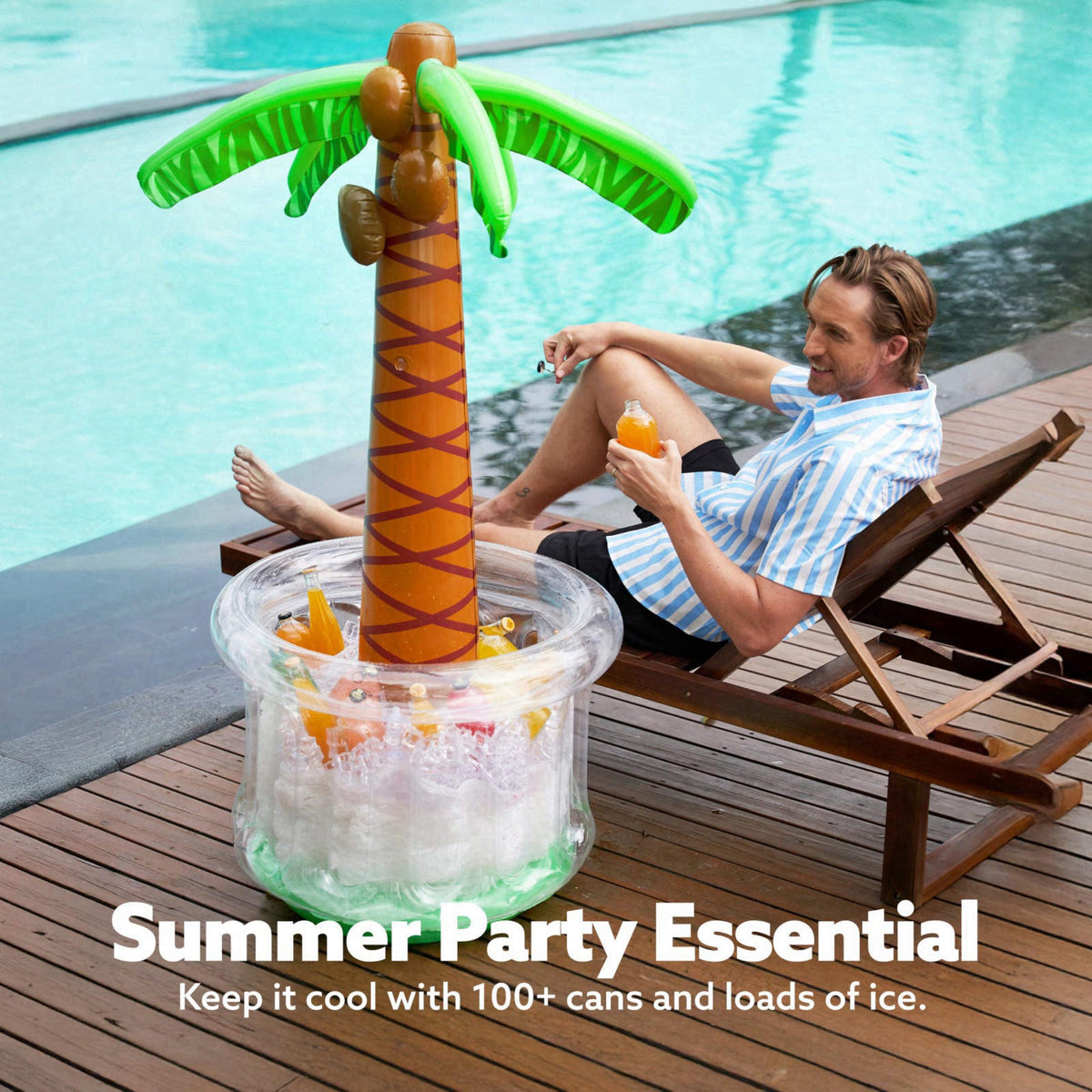JOYIN 60" Inflatable Palm Tree Cooler, Beach Theme Decor, Pool Party Decorations, Luau Hawaiian Birthday Party Suppl