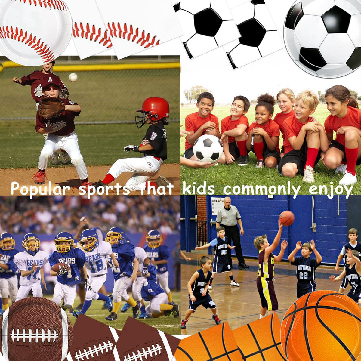 LINHAXM 191 PCS Sports Birthday Party Decorations Includes Plates, Napkins, Cups, Knives, Forks, Banner, Cake & Cupcake 