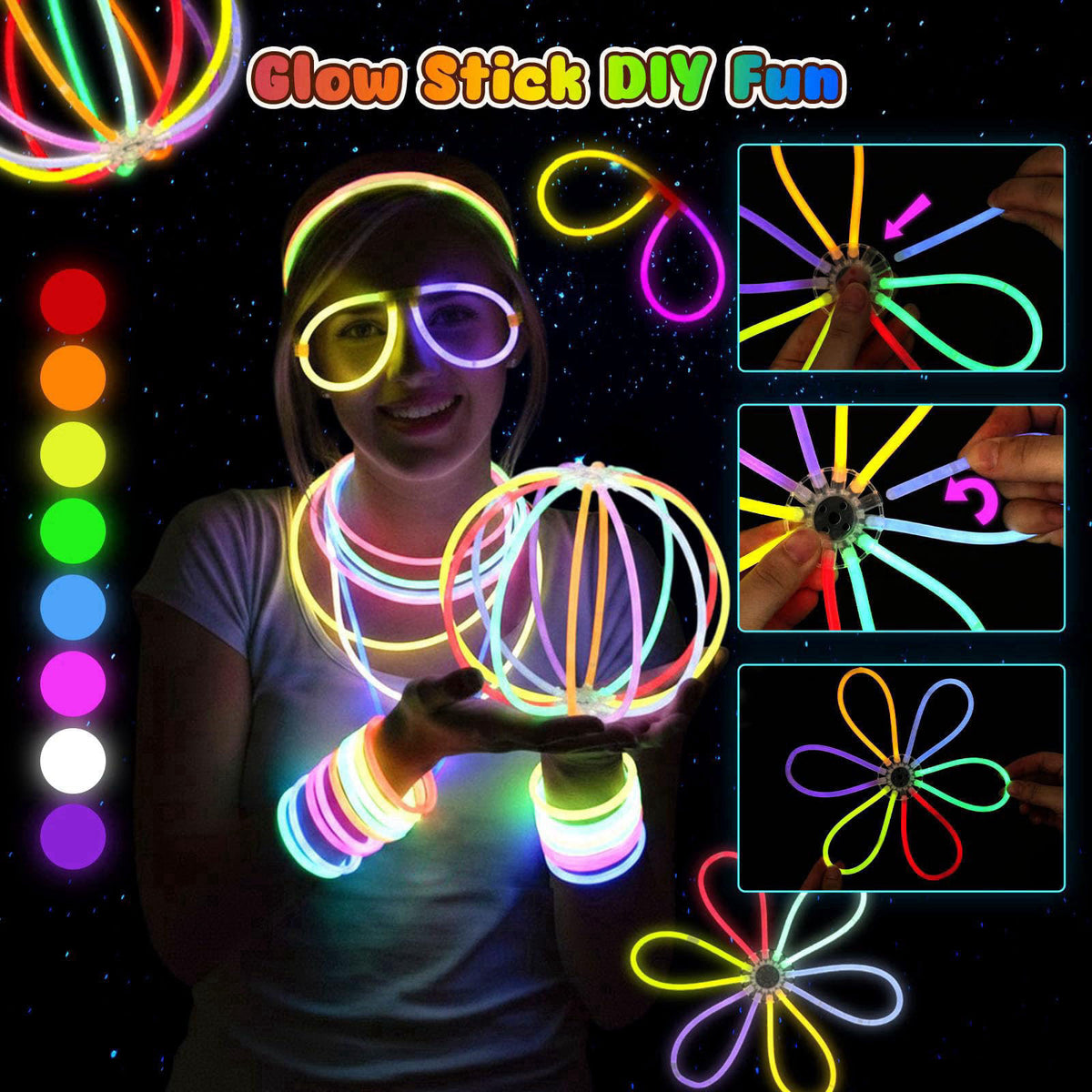 LovesTown 260PCS Glow in the Dark Party Supplies Neon Accessories for Party – alternate angle