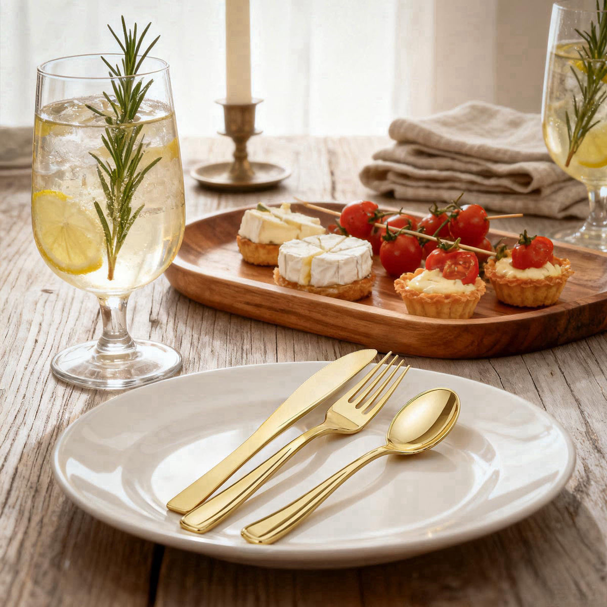 WDF300 Pieces Gold Plastic Silverware - Heavy Duty Disposable Cutlery Set Plastic Gold Silverware Set Includes 100 Forks