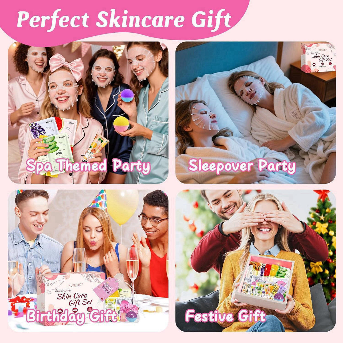 KONEUK 60PCS Spa Party Supplies for Girls, Sleepover Party Supplies for Women – alternate angle