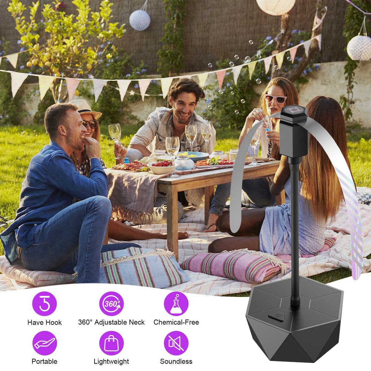 PIMAG Fly Fans for Tables, Fly Repellent Fan Outdoor Indoor Keep Flies Away, Fly Repellent Fans for Tables with Holograp