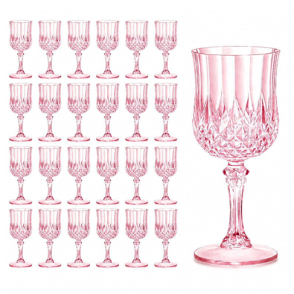 ARTGGLLR 24Pcs Plastic Wine Glasses, 7oz Plastic Goblets for Party, Drinking Glasses Unbreakable Crystal Goblets Reusabl