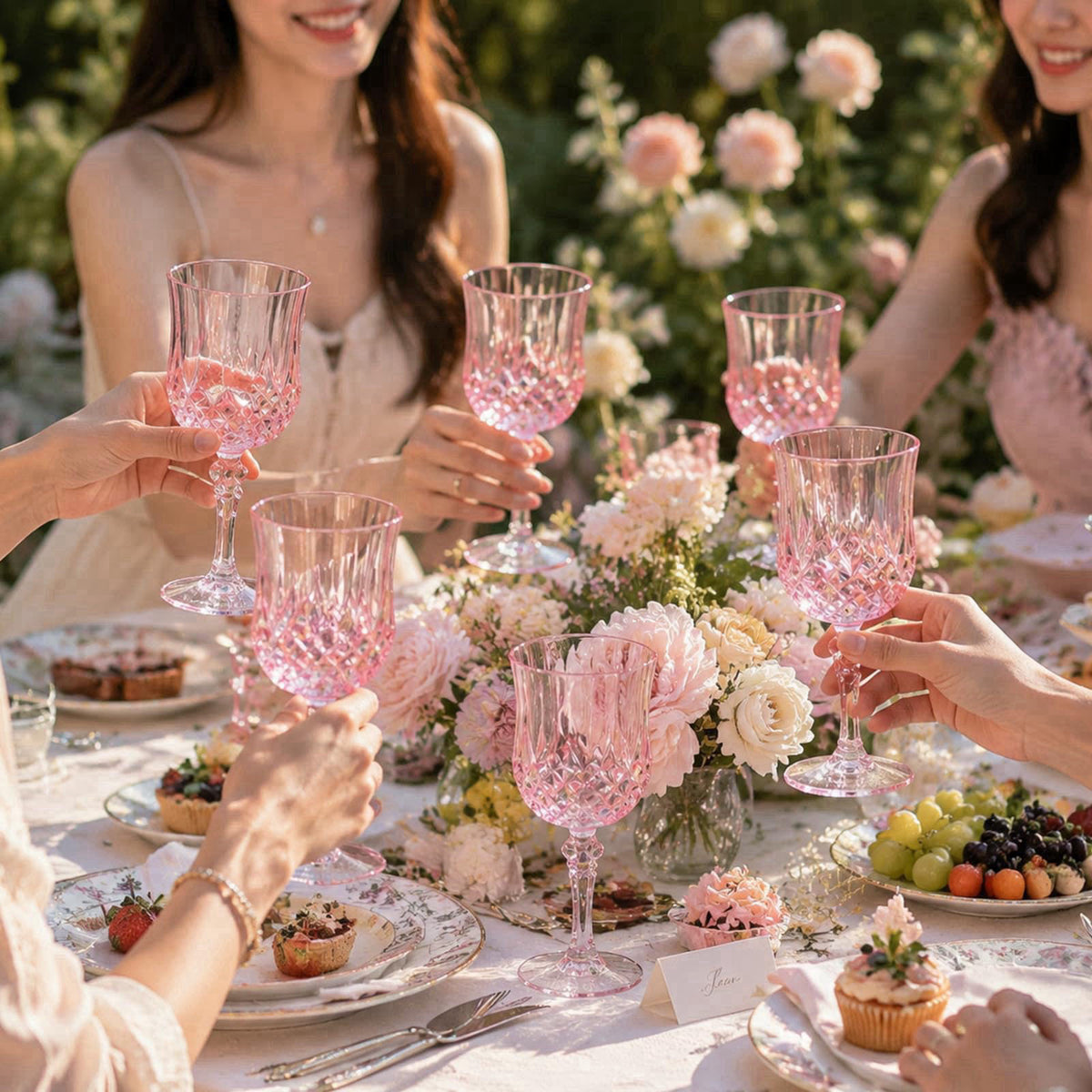ARTGGLLR 24Pcs Plastic Wine Glasses, 7oz Plastic Goblets for Party, Drinking Glasses Unbreakable Crystal Goblets Reusabl