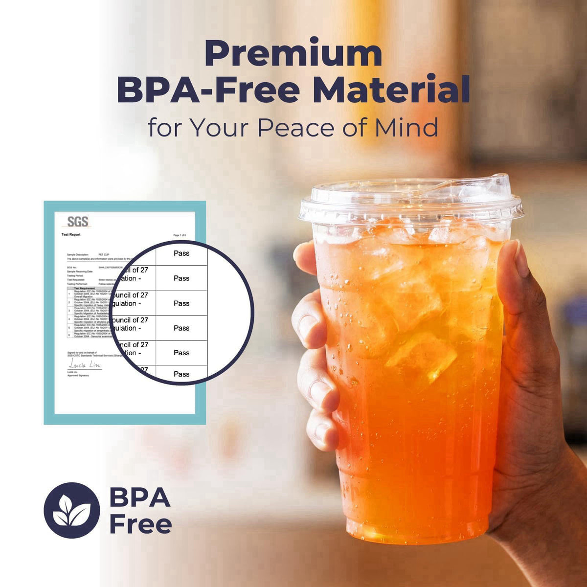 Fit Meal Prep 50 Pack 32 oz Clear Plastic Cups with Strawless Sip Lids, Disposable Plastic Coffee Cups with Lids, To Go 