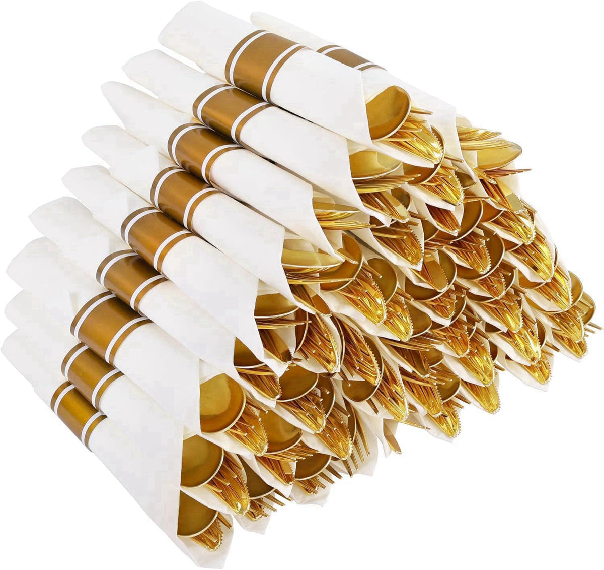 Joyido 50Pack Pre Rolled Gold Plastic Silverware Set for Thanksgiving – product photo (Cutlery Sets)