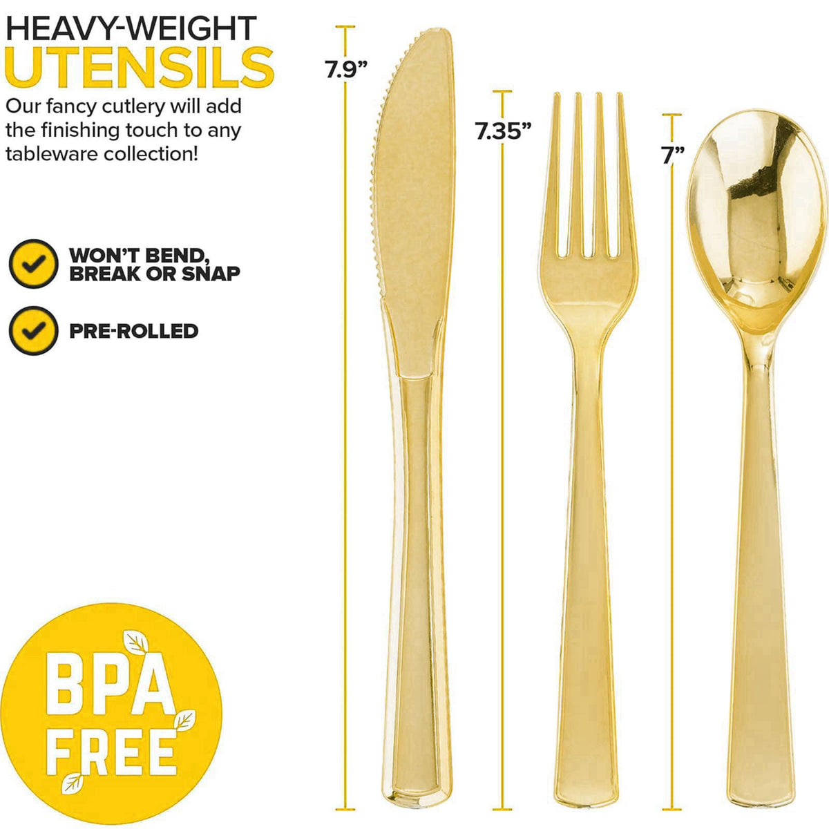 Joyido 50Pack Pre Rolled Gold Plastic Silverware Set for Thanksgiving – alternate angle