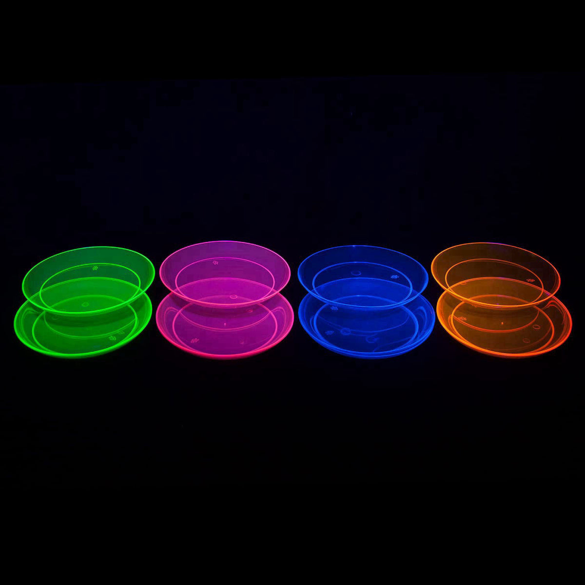 Party Essentials Disposable Plastic Glow-in-the-Dark Party Supplies Dinnerware Decorations, Plate/Cup/Cutlery/Tablecover