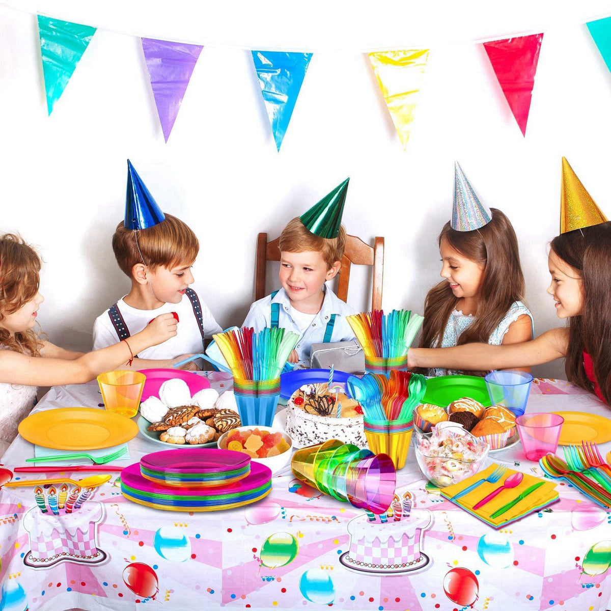 Kochorie 16 Set Neon Party Supplies, Glow Party Disposable Tableware Set – alternate angle