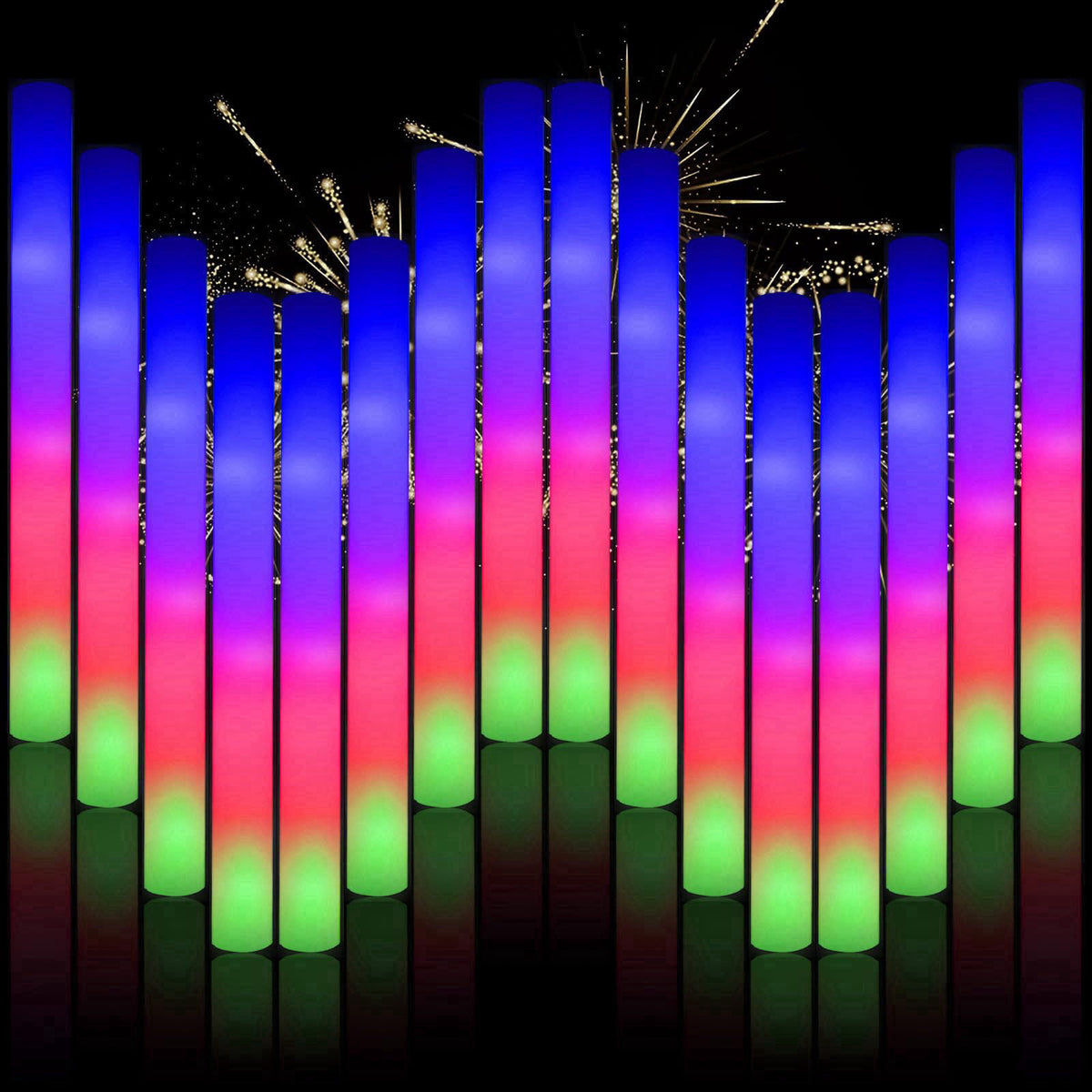 Blu7ive 30pcs Foam Light up Sticks Bulk, Glow in the Dark Party Supplies with 3 Flashing Modes, Glow Wands for Birthday,