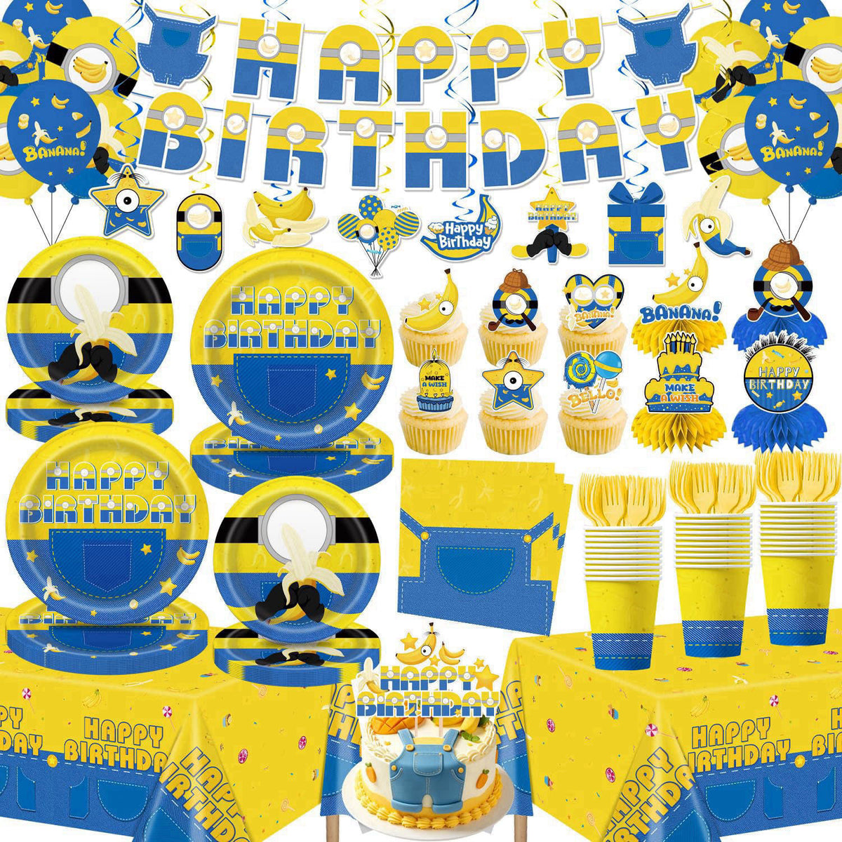 LANFUBEISI 140pcs Birthday Party Decorations Banana Theme Tableware Set for 20 Guests – close-up detail