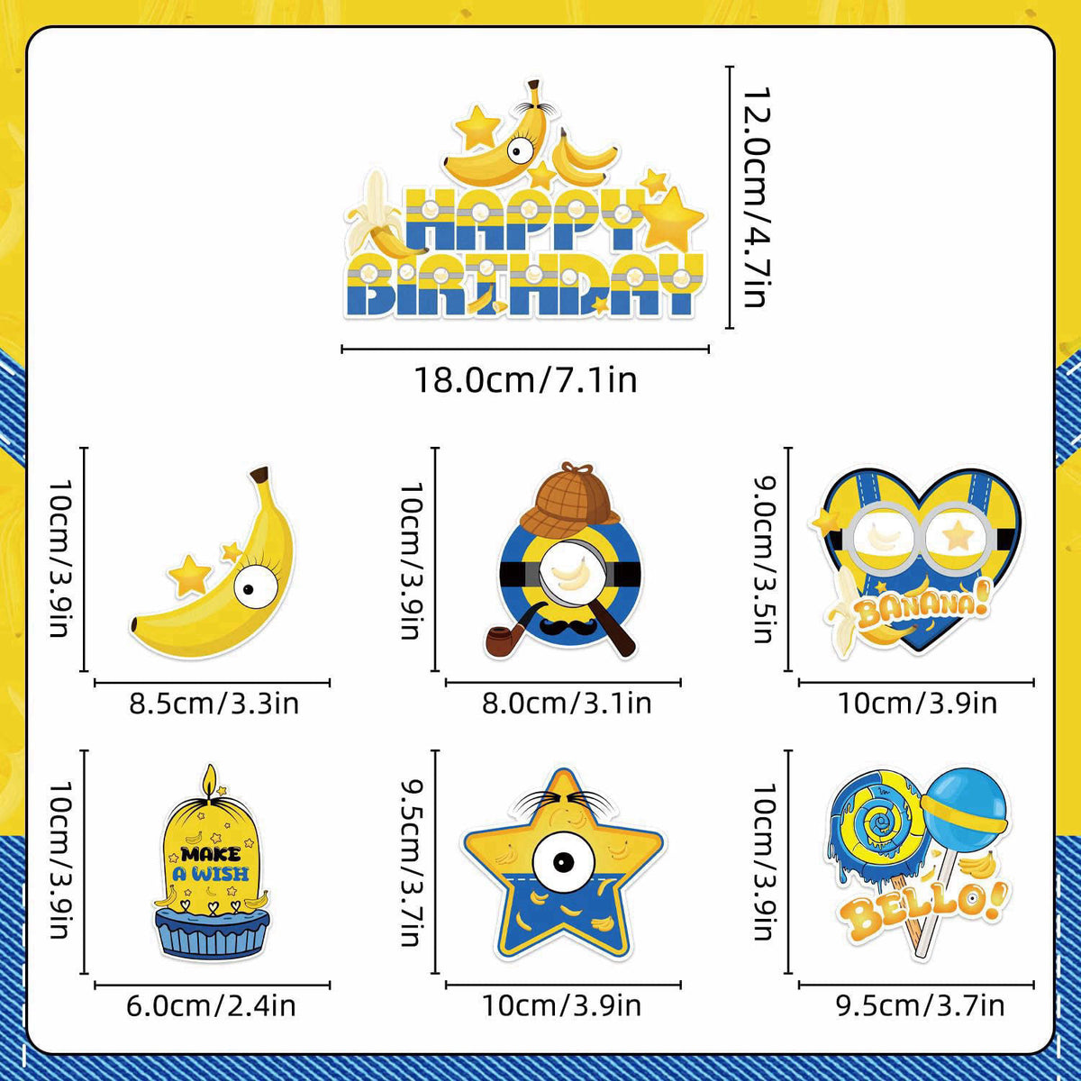LANFUBEISI 140pcs Birthday Party Decorations Banana Theme Tableware Set for 20 Guests – back view and specifications