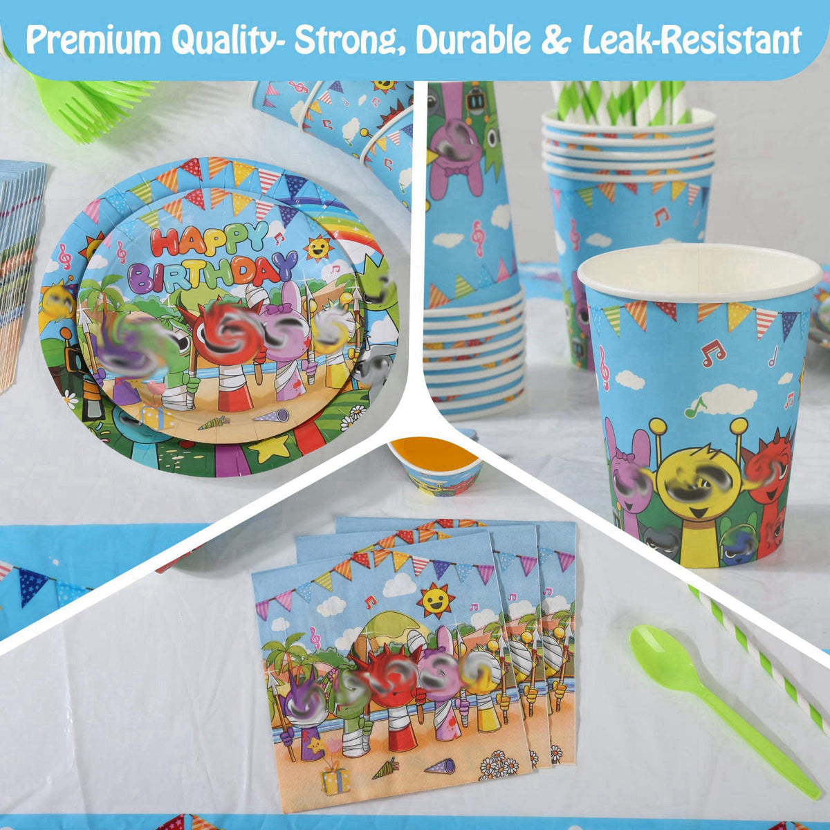 DUMBI 229 PCS Birthday Party Supplies Set, Serves 20 – Plates, Cups, Balloons, Banner, Tablecloth, Cake Topper, Napkins 