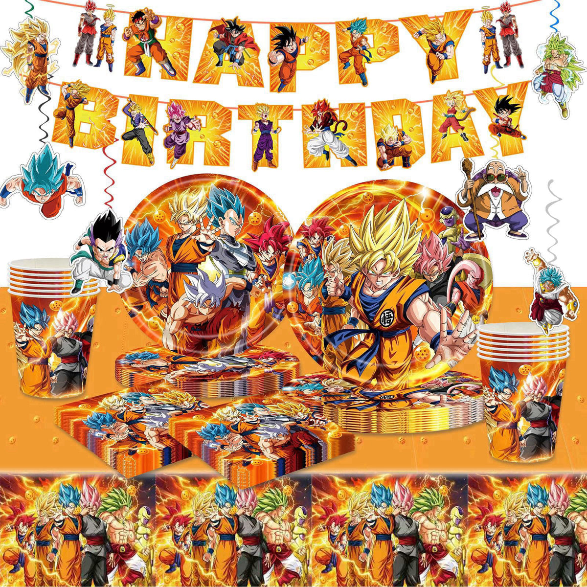 KROCEUS 88PCS For Dragon Party Supplies: 6 Hanging Swirls, 20 Napkins, 20 Cups, 20 Plates （9 inch）， 20 Plates 7（ inch）, 