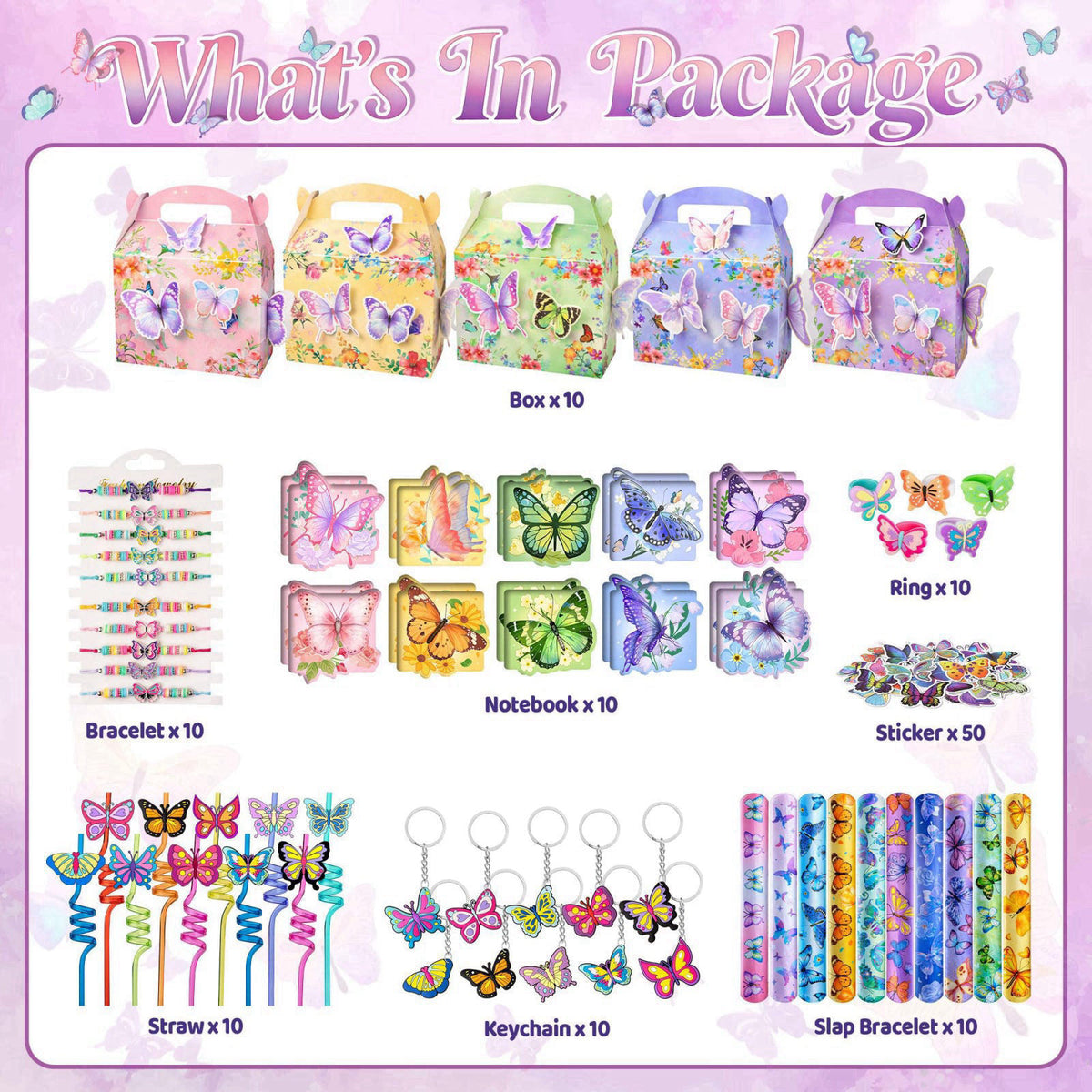 DMIGHT Butterfly Party Favors Fairy Birthday Party Supplies for Girls Kid Toy Gift Prize Goodie Bag Stuffer Butterfly De
