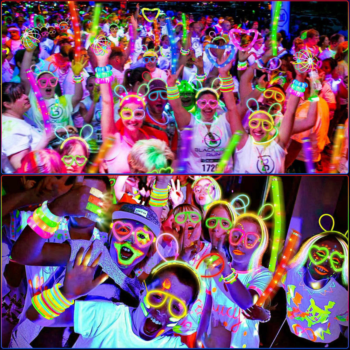 SHQDD Party Supplies, Glow in the Dark Party Favors for Adults Kids, 27 Carnival Accessories, 56 LED Light Up Toys Bulk,
