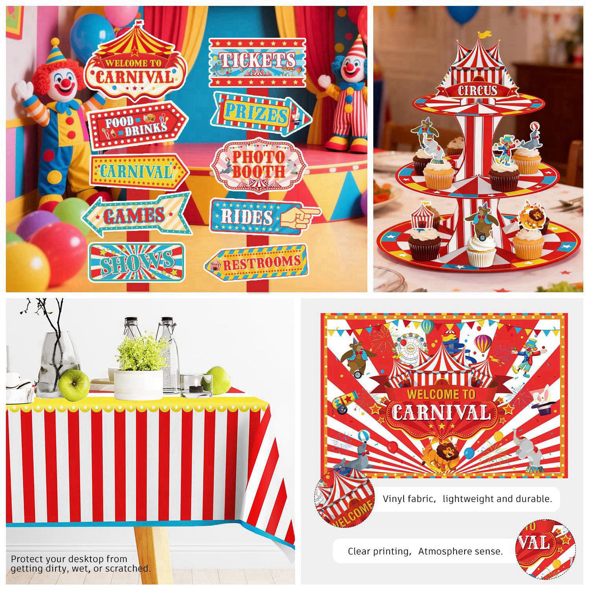 cocomigo 302PCS Carnival Theme Party Decorations Circus Party Set Serves 25 – alternate angle