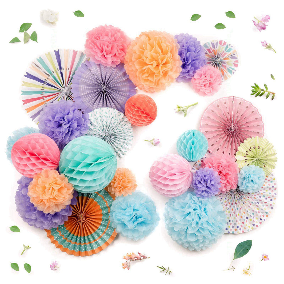 PapaKit 26-Piece Deluxe Multicolor Party Decoration Set – product photo (Tissue Pom Poms)