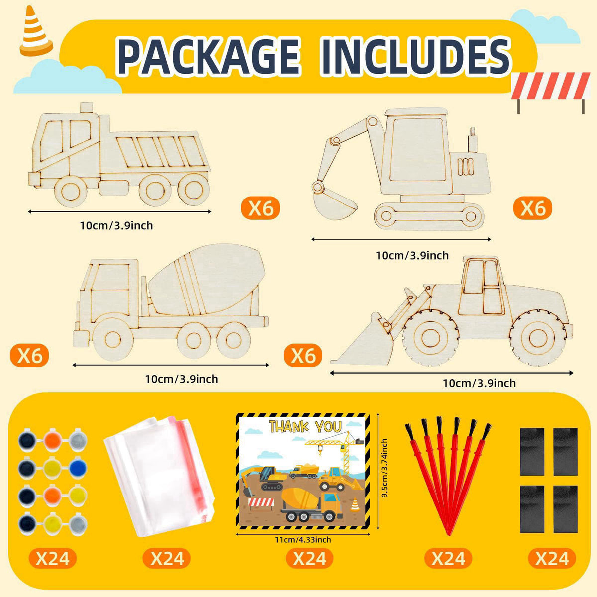 Bafeil 24 Set Football Party Favors Wooden Painting Crafts Kit Sports Theme – packaging and label