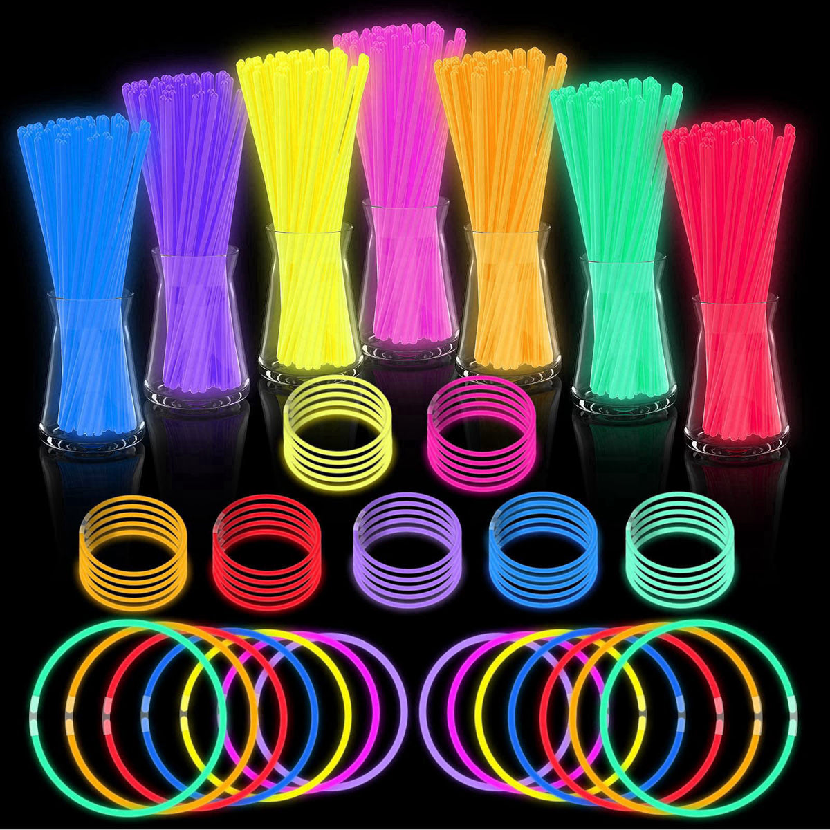 JICUICUI Glow Sticks Bulk Party Pack- Ultra Bright 500pk Glow in the Dark Party Supplies, Halloween Glow Sticks Party Su