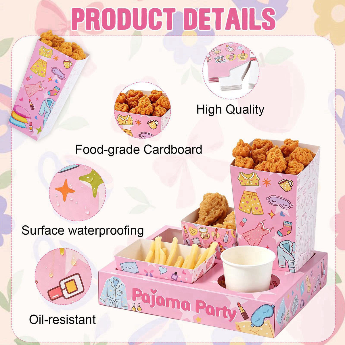 HFYZZ 12Set Pajama Party Snack Tray Kit Slumber Party Supplies Includes Trays Popcorn Boxes Salad and Nacho Bowls Cute P