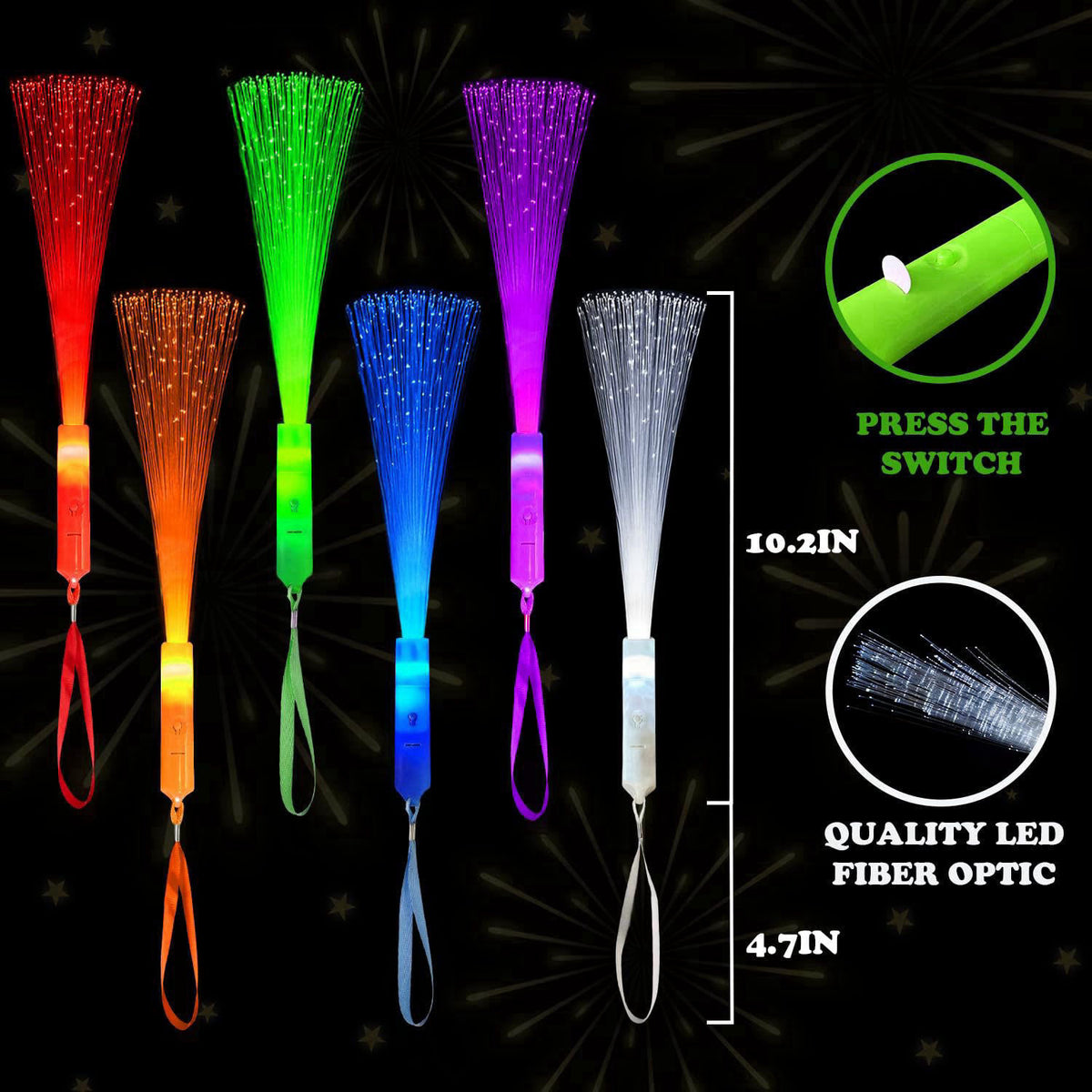 Wondrus Halloween Glow Fiber Optic Lights Bulk-24 Pcs,Light Up Party Favors for Kid – packaging and label