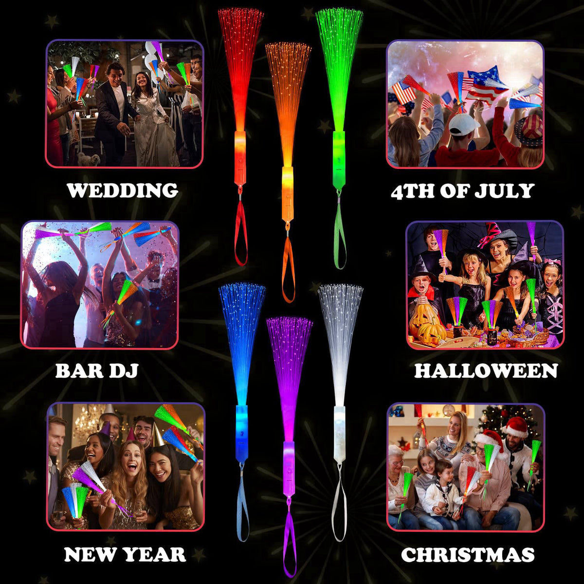 Wondrus Halloween Glow Fiber Optic Lights Bulk-24 Pcs,Light Up Party Favors for Kid – alternate angle