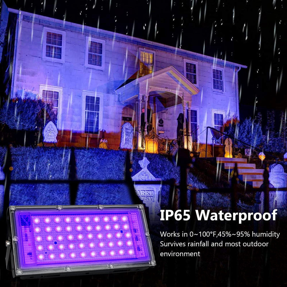 Indmird 2 Pack 50W Black Lights, Blacklight Flood Light with Plug and Switch,for Glow Party, Halloween, Fluorescent Post