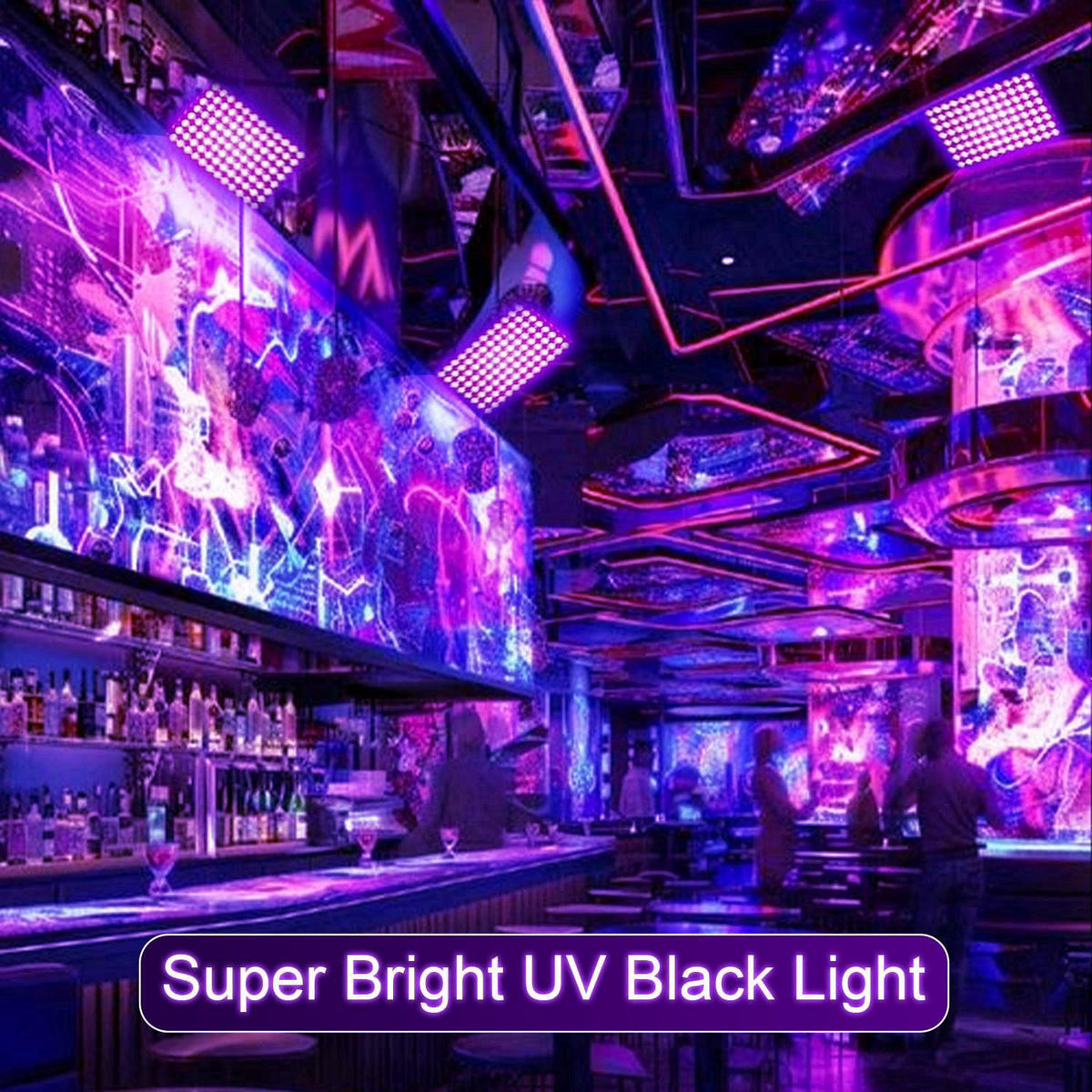 Indmird 2 Pack 50W Black Lights, Blacklight Flood Light with Plug and Switch,for Glow Party, Halloween, Fluorescent Post