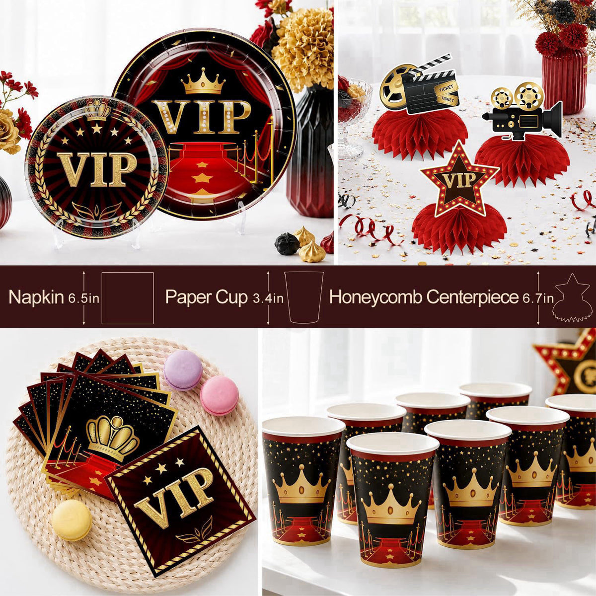 Yingoto Yingto 177PCS Red Carpet Party Decorations Hollywood Birthday Set Serves 20 – alternate angle