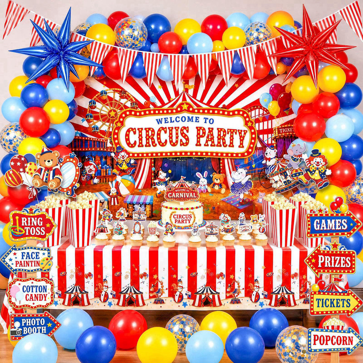 LovesTown 268PCS Carnival Theme Party Decorations with 114 Balloons – product photo (Party Packs)