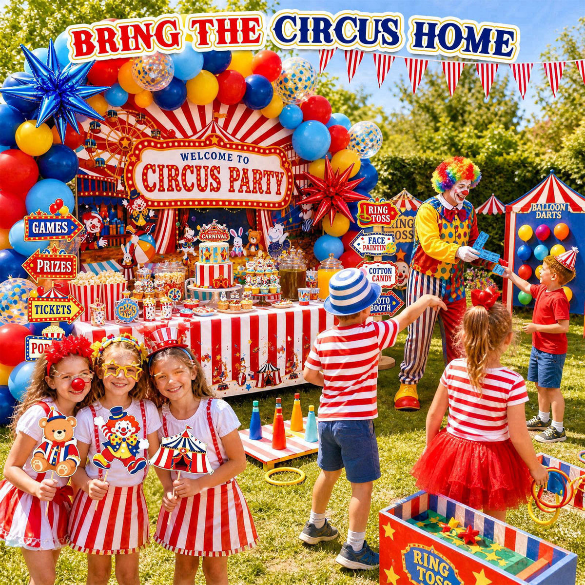 LovesTown 268PCS Carnival Theme Party Decorations with 114 Balloons – packaging and label