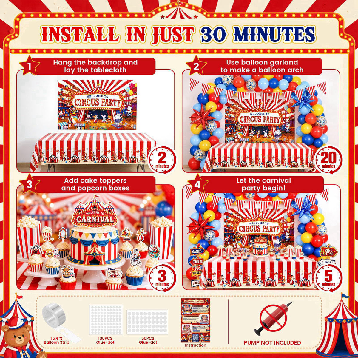 LovesTown 268PCS Carnival Theme Party Decorations with 114 Balloons – alternate angle