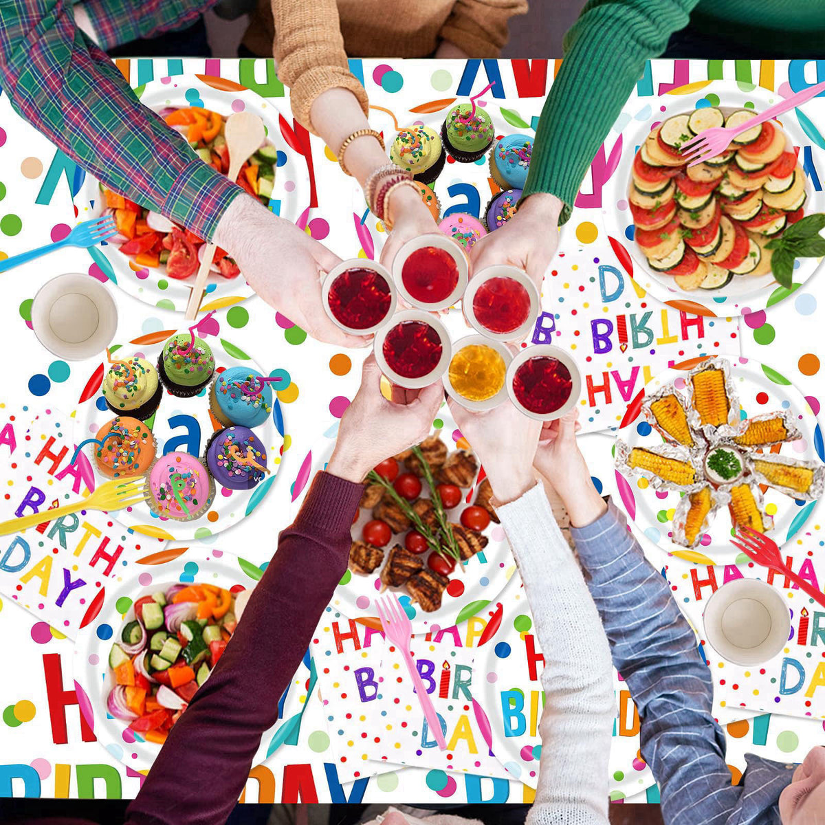 Miucat Happy Birthday Decorations - 156pc Birthday Party Supplies Set with Birthday Plates and Napkins, Happy Birthday B