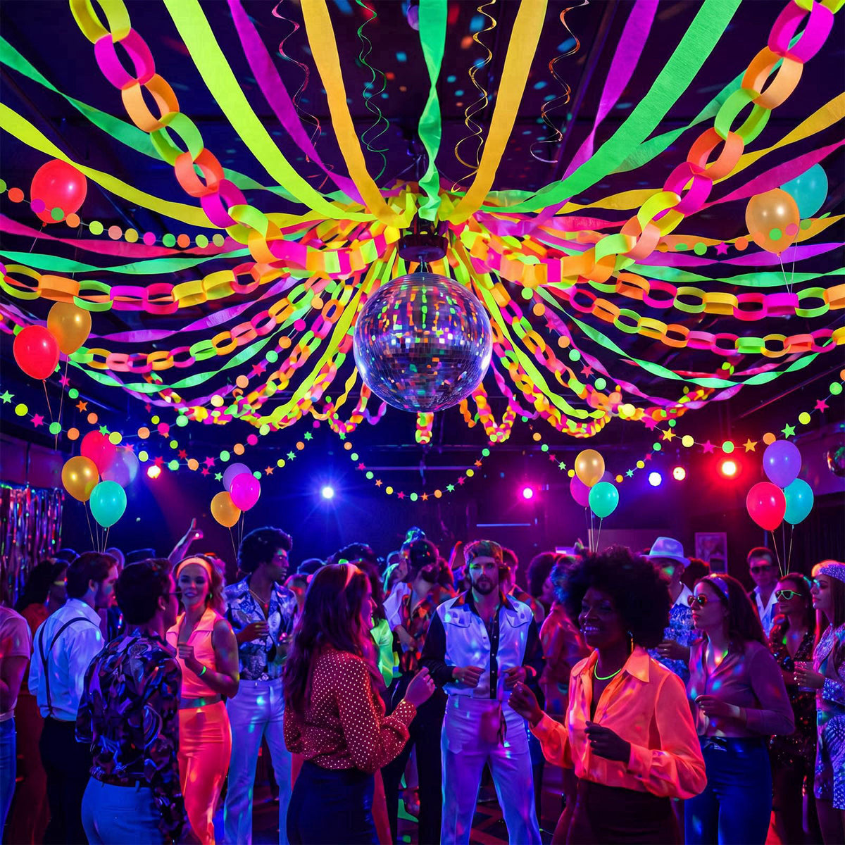 Taobary Neon Party Decorations 600 Sheet Paper Chain for Birthday – close-up detail