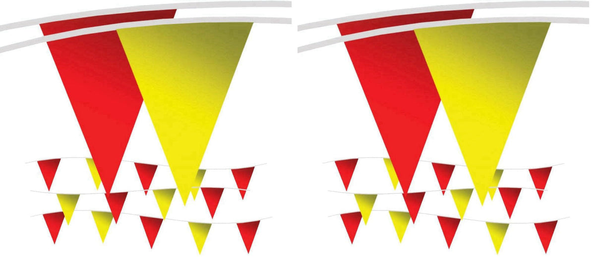 Electro Tape Pennant Banner Flags - OSHA 500lb Rated Safety Rooftop Flagging Barrier Traffic Party & Events - 105ft Stra