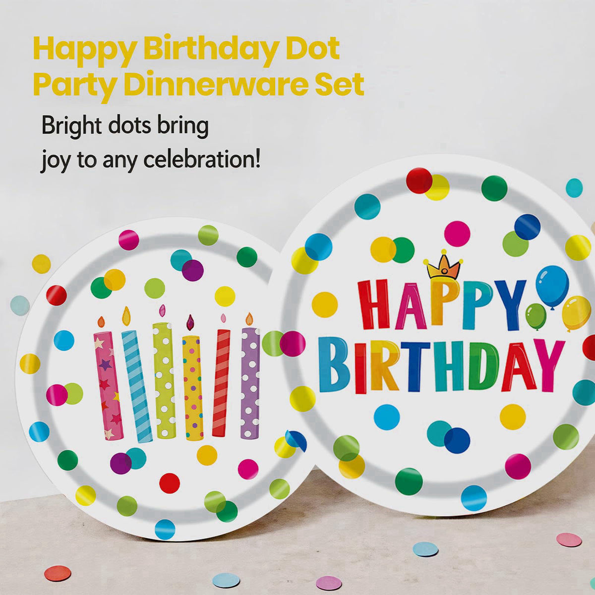 B4b3e Happy Birthday Decorations, 175Pcs Happy Birthday Party Supplies Paper Plates and Napkins Sets, Birthday Dots Desi