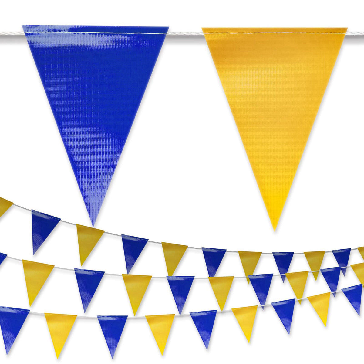 NACARUM Blue & Yellow Pennant Banner Flags | Heavy-Duty Outdoor | OSHA 500lb Rated | Strand Fade Resistant 【102FT】 – pro