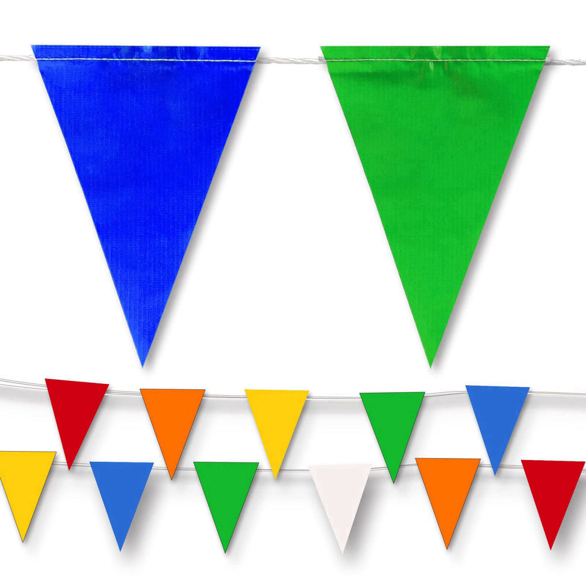 NACARUM Blue & Yellow Pennant Banner Flags | Heavy-Duty Outdoor | OSHA 500lb Rated | Strand Fade Resistant 【102FT】 – alt