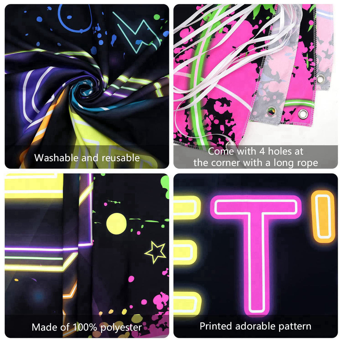 Ywediim Glow Neon Party Supplies - Glow in the Dark Birthday Let's Glow Backdrop Banner, Plates, Glow Sticks, Tablecloth